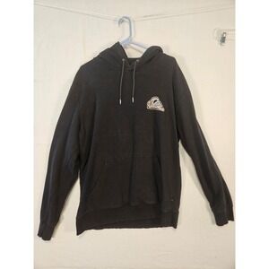 Quiksilver Mens XL Black Tribal Graphic Logo Pullover Hoodie Sweatshirt 2381